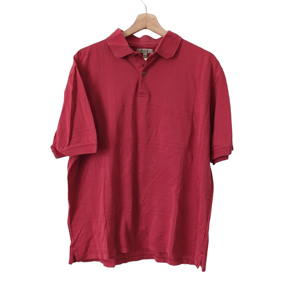 Vintage 90s? Burberry Golf Polo Shirt Red Sz Large Made‎ in Italy Short Sleeve